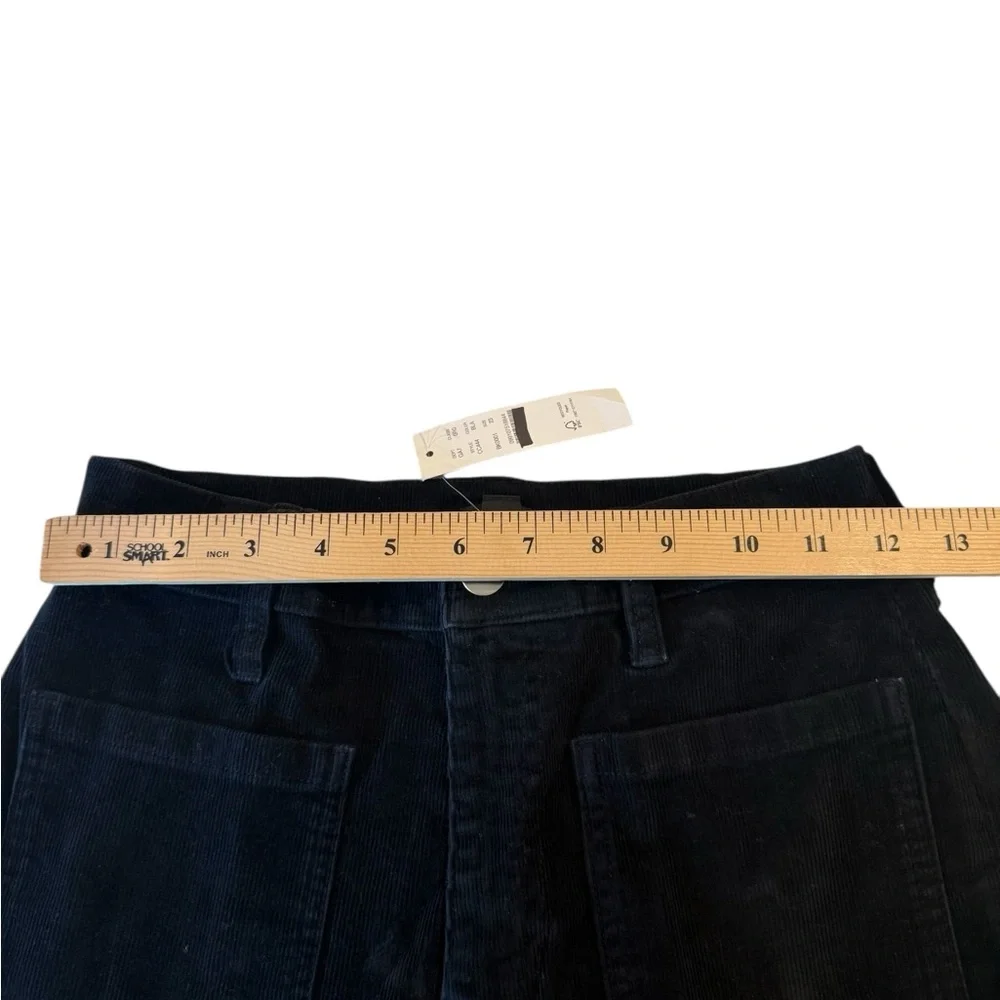 J Crew Slim Wide Leg Stretch Black Corduroy Sailor CC444 Size 23 NEW Kidsc L/XL